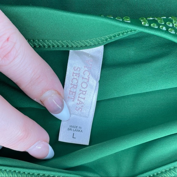 Victoria Secret emerald swim top with embezzlement size large, vintage - Picture 5 of 8